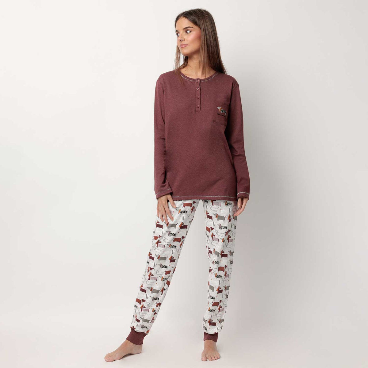 Pigiama donna con bassotti interlock Admas 63622