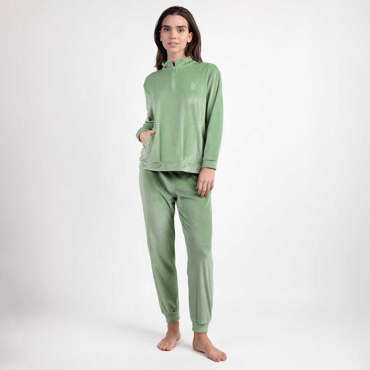 Pigiama donna ciniglia a coste Admas 63649