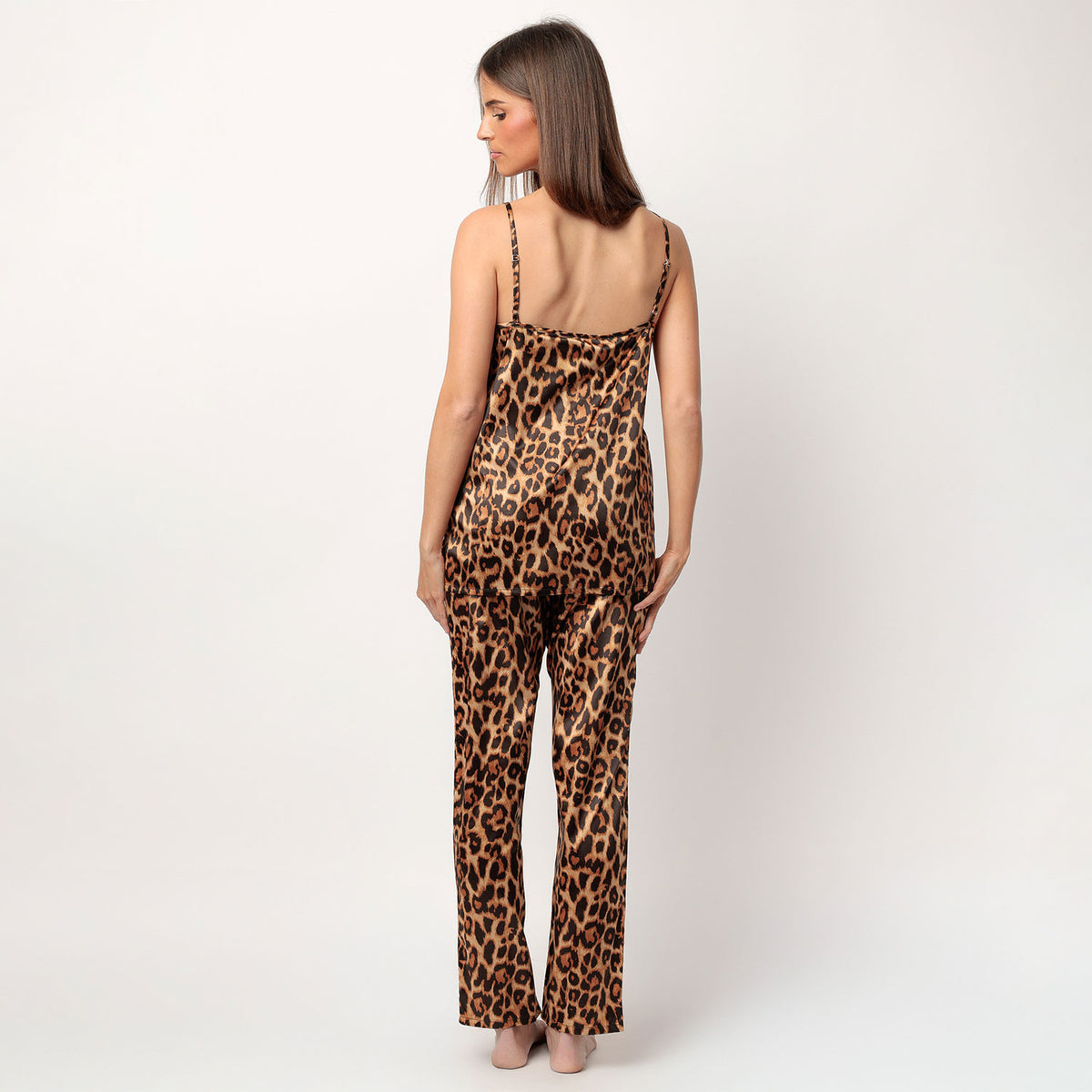 Pigiama donna in raso animalier con pizzo Admas 63658