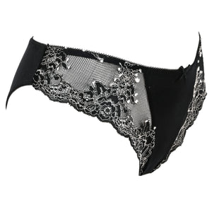 Slip 2 pezzi nero + rosa in cotone elasticizzato con pizzo Jadea 6440