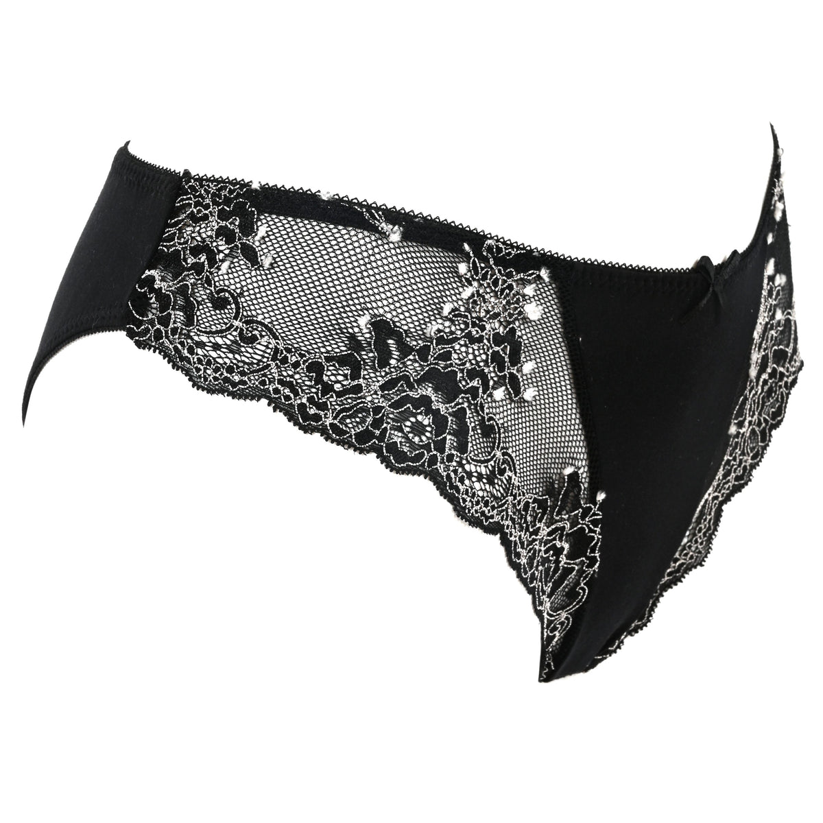 Slip 2 pezzi nero + rosa in cotone elasticizzato con pizzo Jadea 6440
