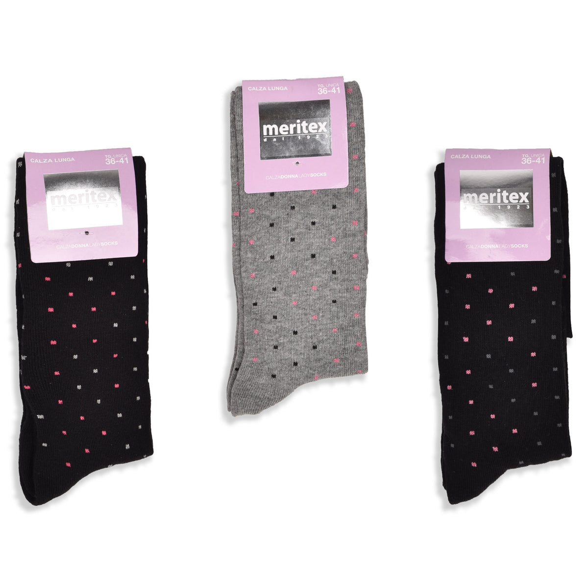 Calze lunghe donna Meritex 6566 var B caldo cotone 3 paia