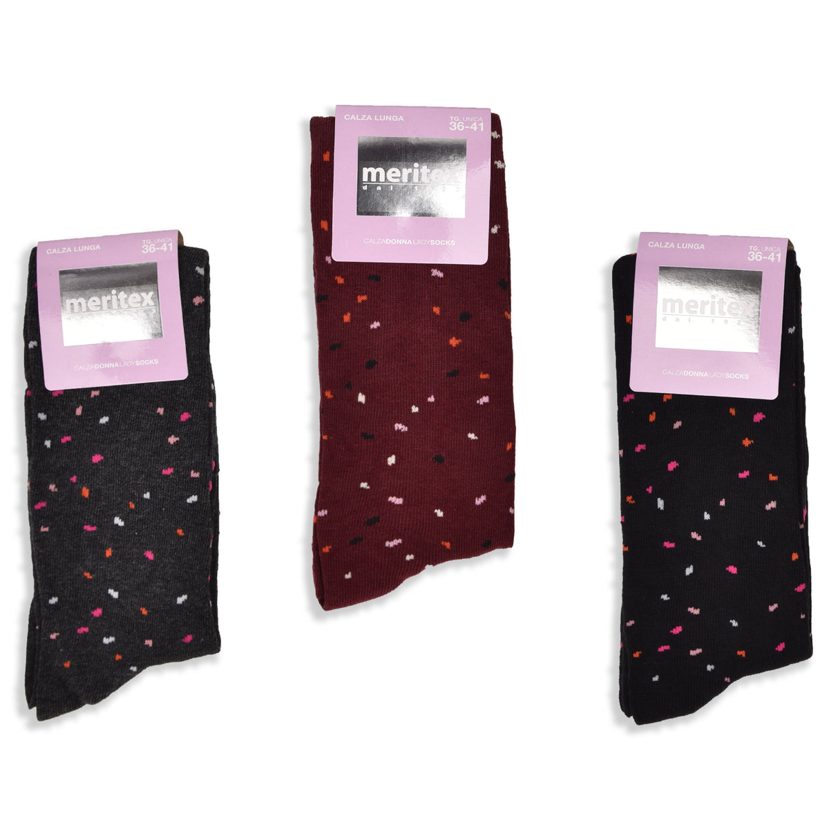 Calze lunghe donna Meritex rise 6570 var B caldo cotone 3 paia
