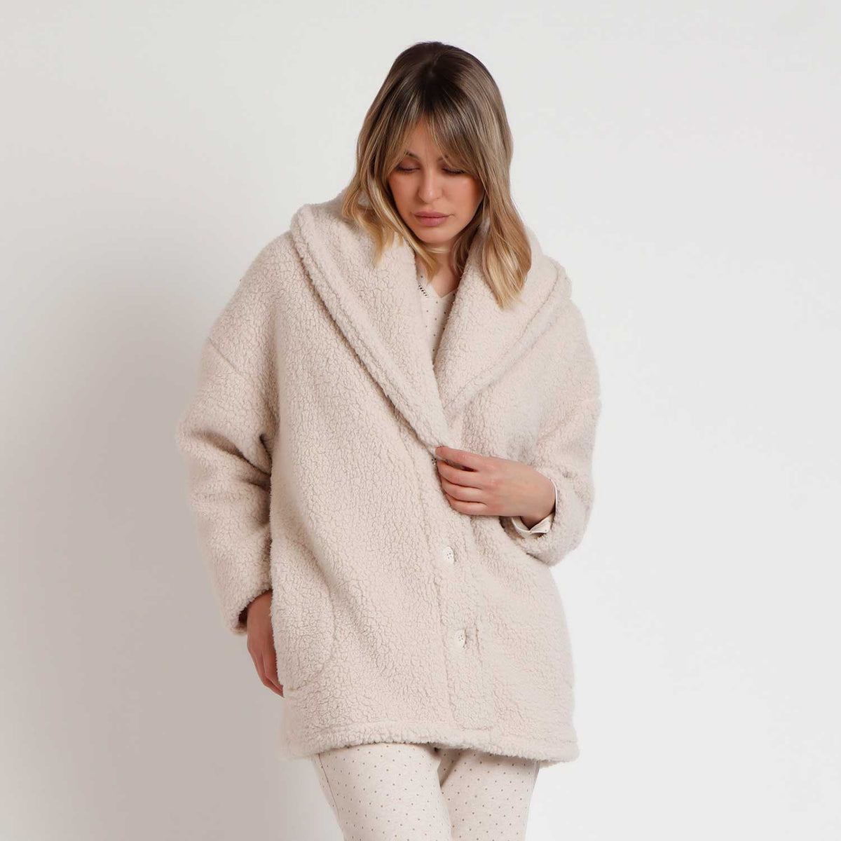 Giacca da camera sherpa Teddy scollo a scialle Admas 67137