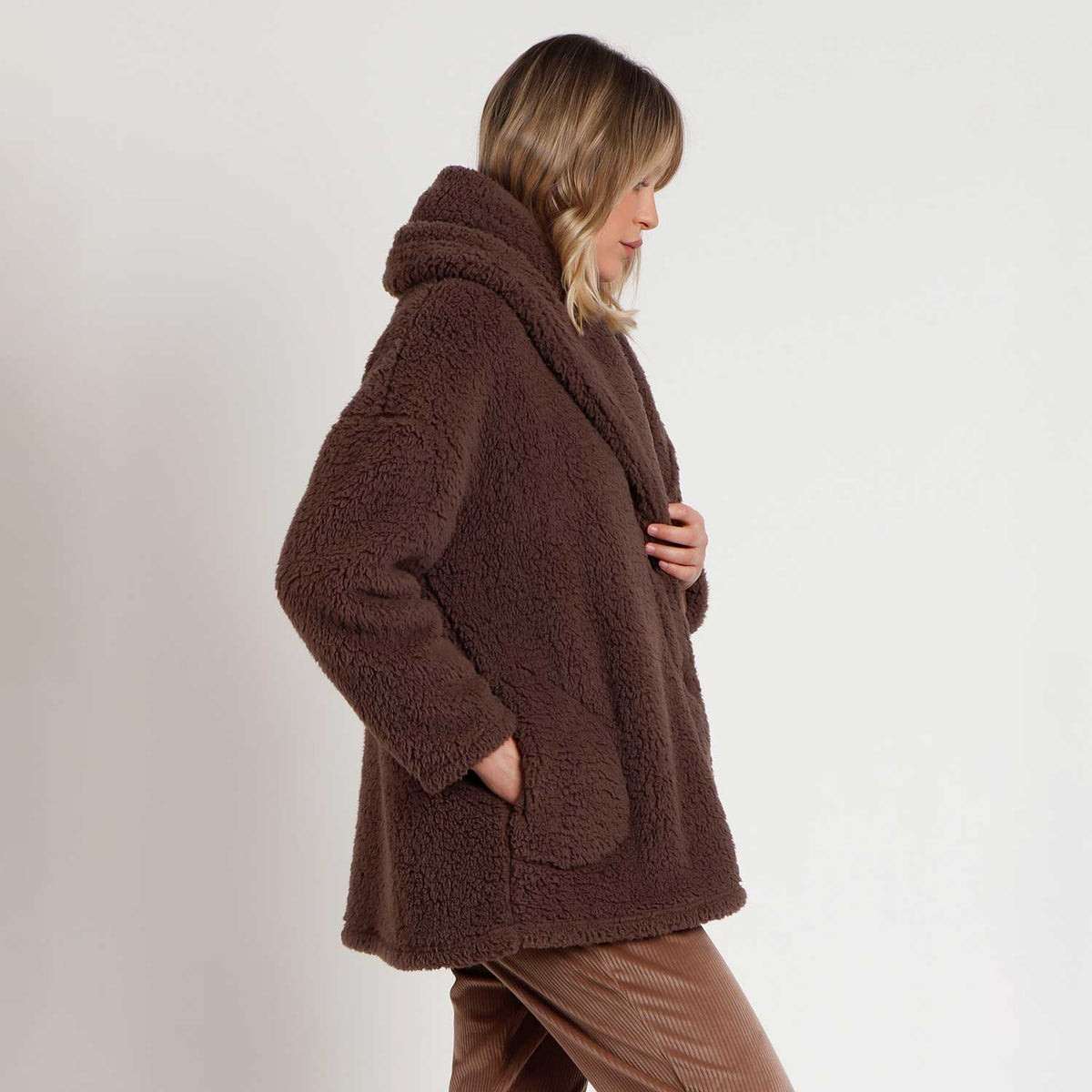Giacca da camera sherpa Teddy scollo a scialle Admas 67137