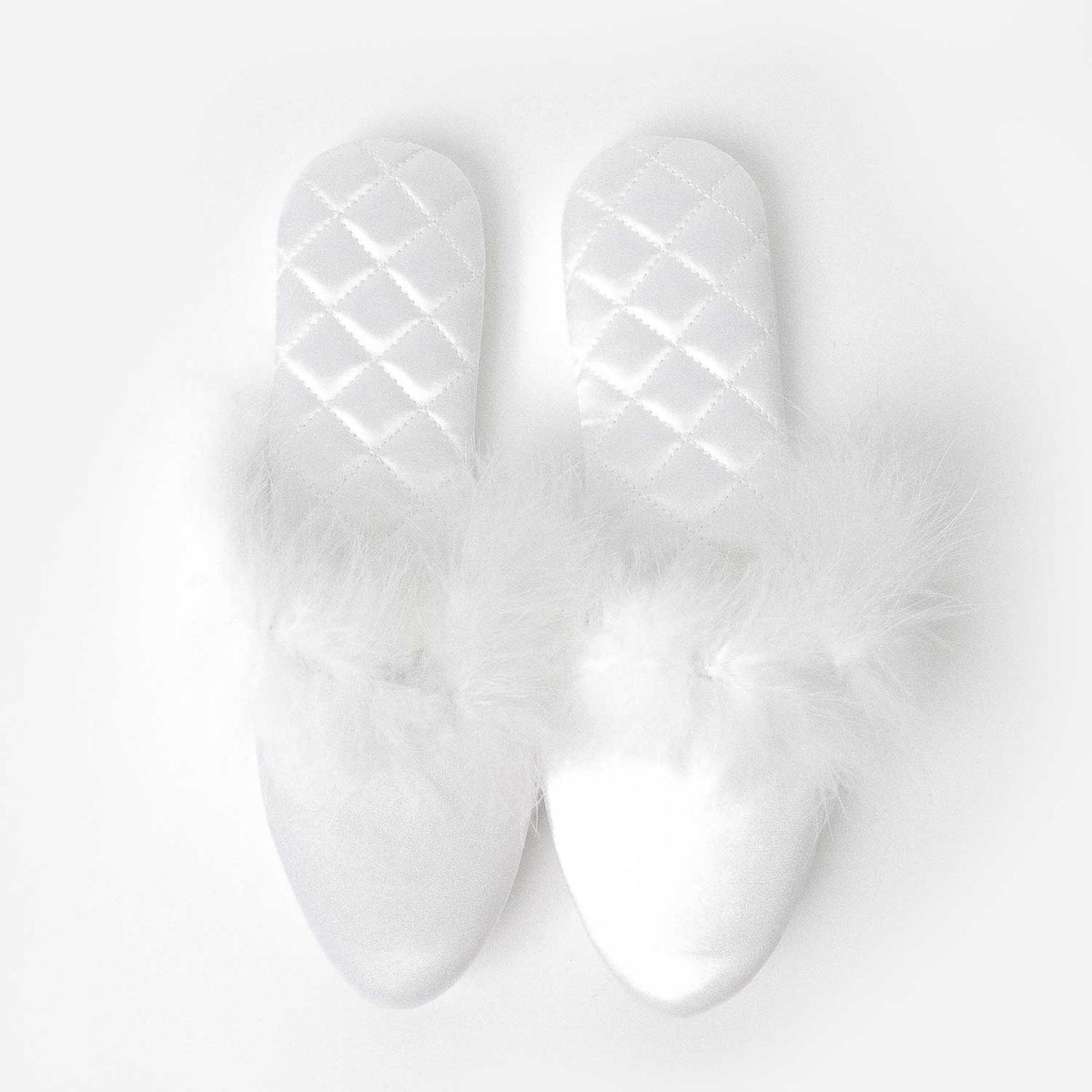 Pantofole donna sposa raso e piume Admas 69124