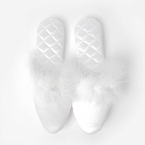 Pantofole donna sposa raso e piume Admas 69124