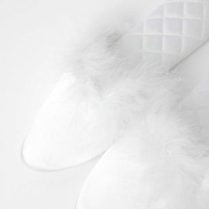 Pantofole donna sposa raso e piume Admas 69124