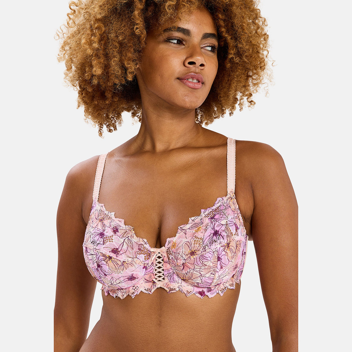 Reggiseno con ferretto pizzo fiori colorati Sans complexe 709212