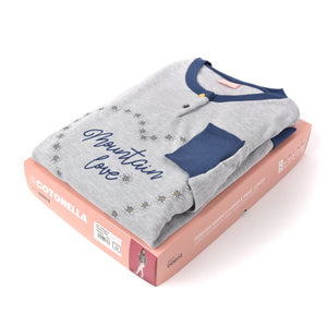Pigiama donna caldo cotone bluette margherite Cotonella DDD72