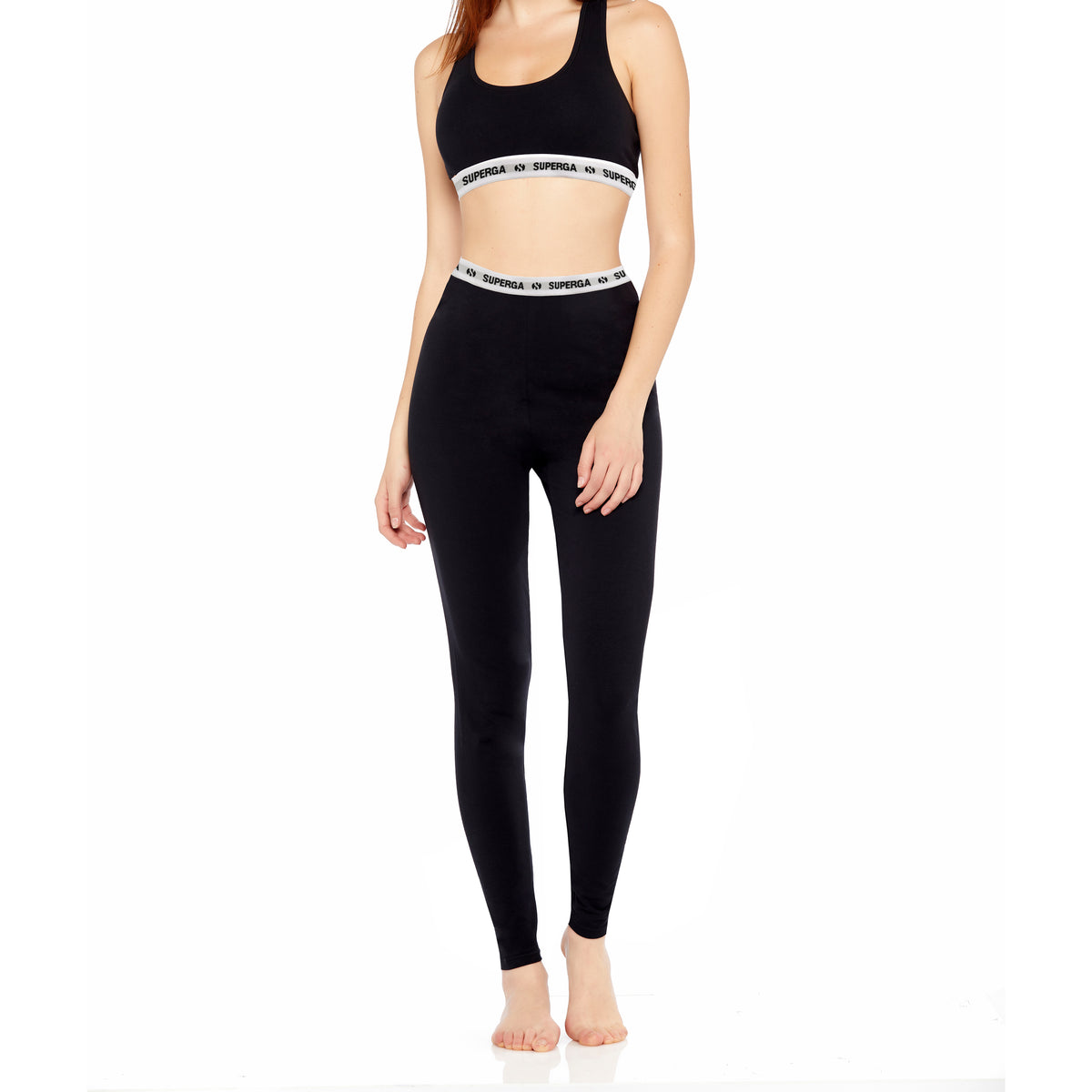 Leggings donna a vita alta con elastico loggato Superga D762