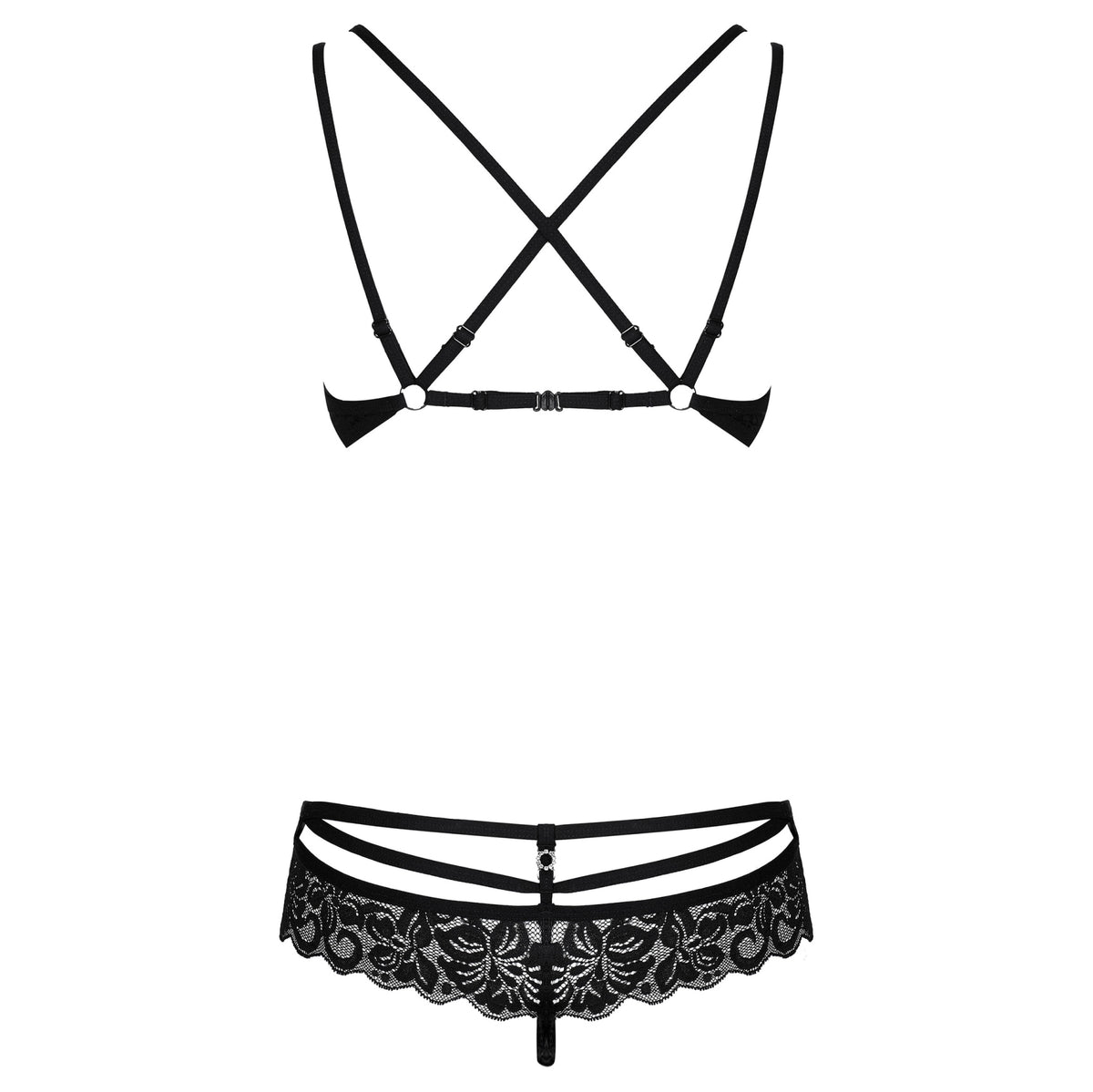 Sexy completino reggiseno + perizoma Obsessive 860-set-1 in pizzo nero