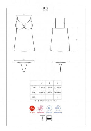 Sexy Chemise e thong 862-che-1 Obsessive tulle e pizzo