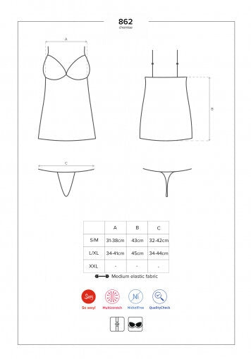 Sexy Chemise e thong 862-che-1 Obsessive tulle e pizzo