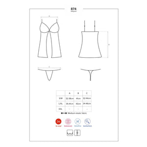 Sexy coordinato babydoll + perizoma Obsessive 874-bab-2