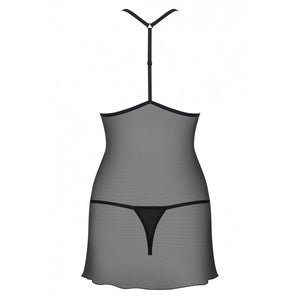 Chemise sexy in rete trasparente con laccetti e perizoma Obsessive 875-CHE