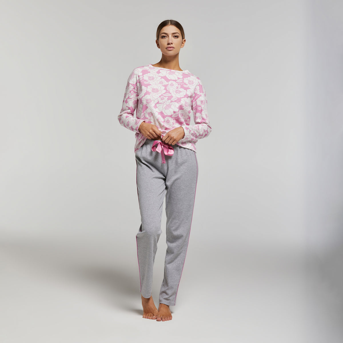 Pigiama donna in caldo cotone fantasia floreale Pompea Aurora