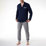Pigiama uomo aperto Lovable L0CQ0 100% cotone blu navy
