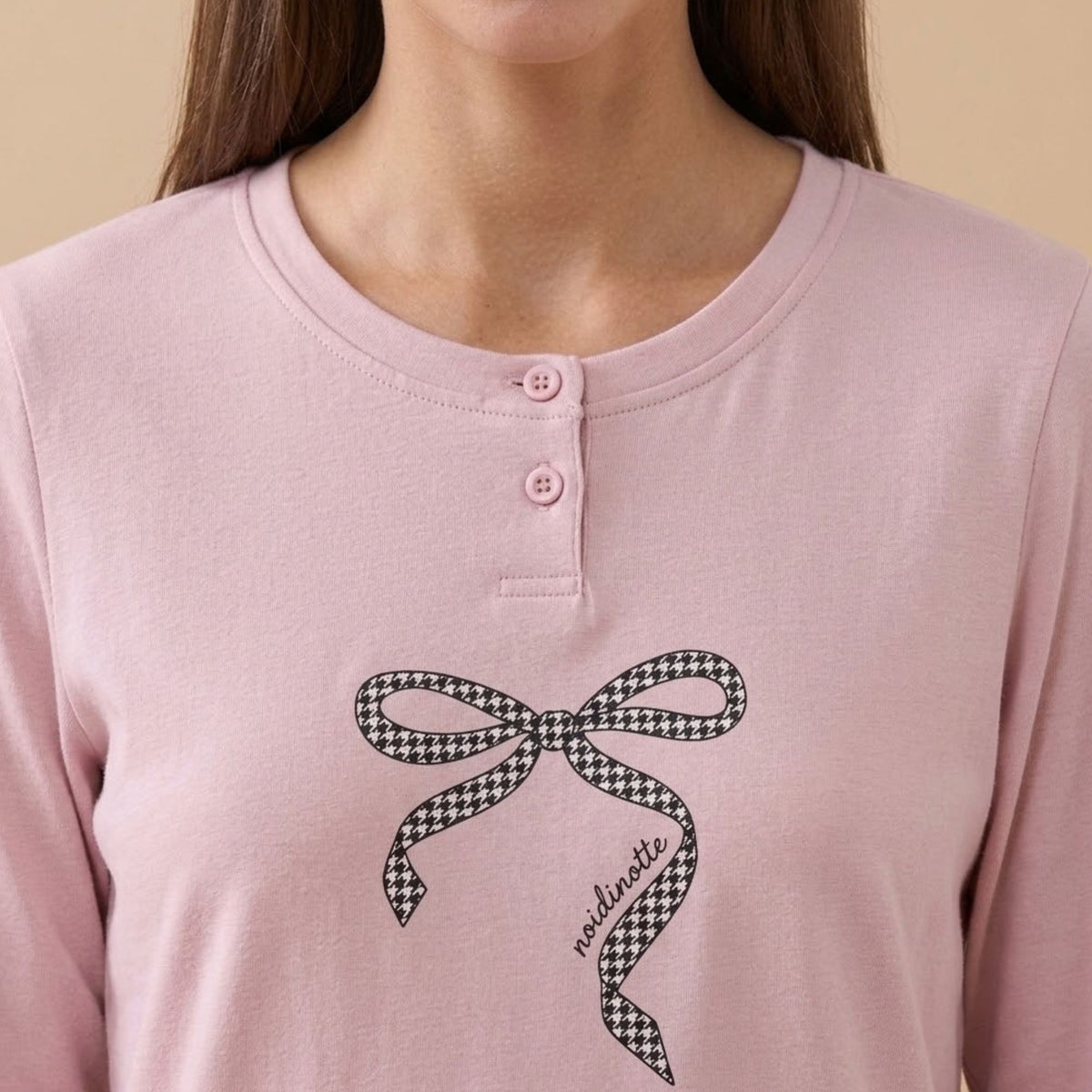 Pigiama donna caldo cotone a pied de poule Noidinotte FA9731