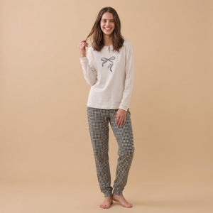 Pigiama donna caldo cotone a pied de poule Noidinotte FA9731
