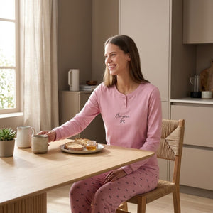 Pigiama donna caldo cotone con fiocchetti Noidinotte FA9733