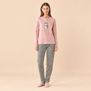 Pigiama donna pied poule gattino caldo cotone Noidinotte FA9741
