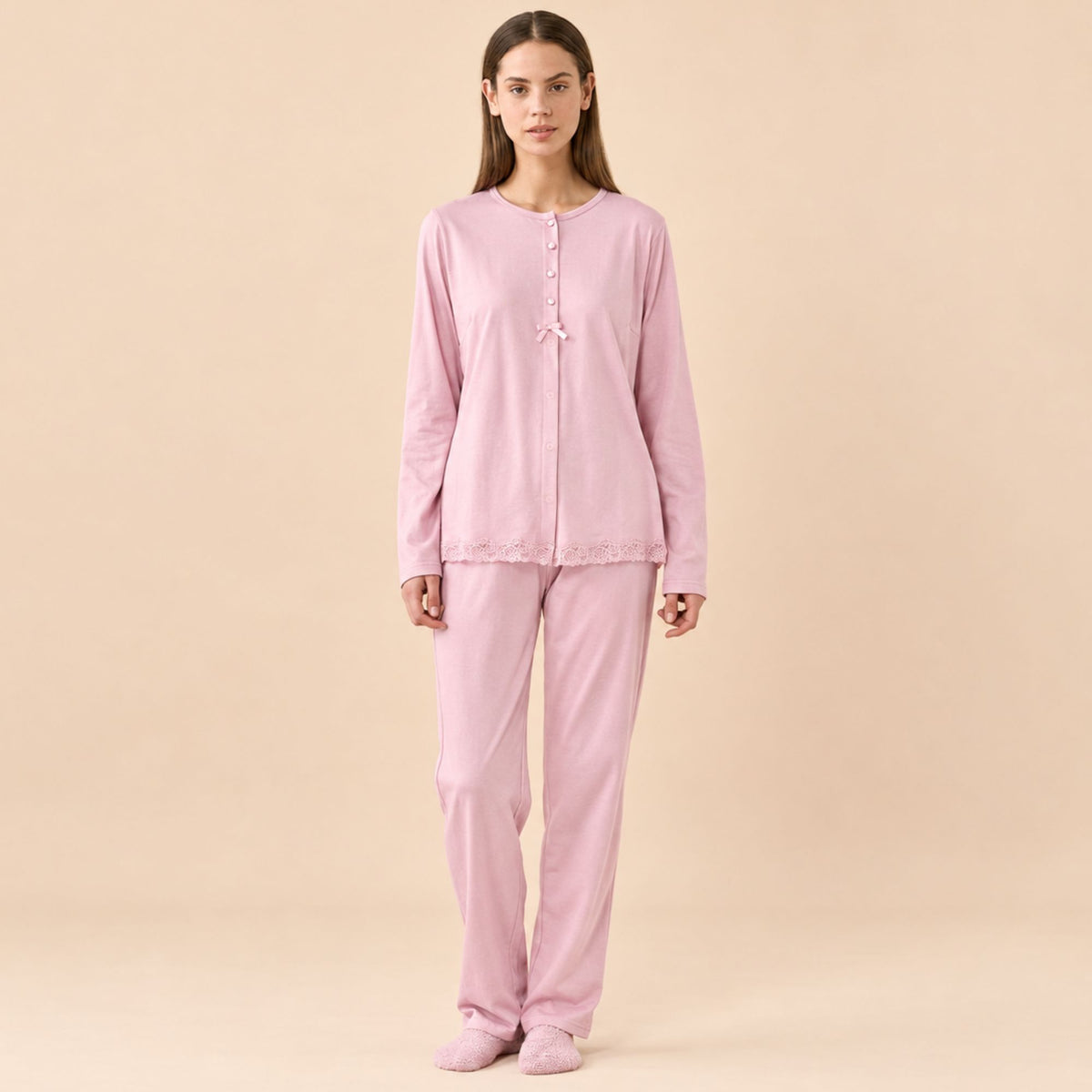 Pigiama donna maglia aperta caldo cotone Noidinotte FA9898/FA9777