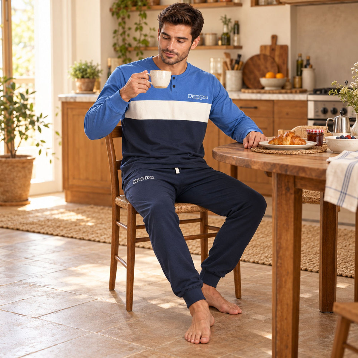 Pigiama uomo in caldo cotone scollo a serafino Kappa KMW25018