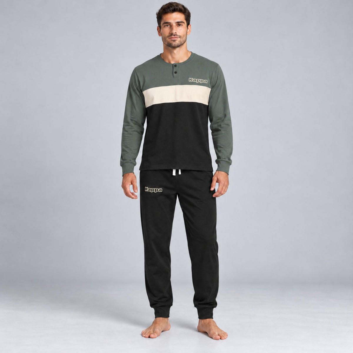 Pigiama uomo in caldo cotone scollo a serafino Kappa KMW25018