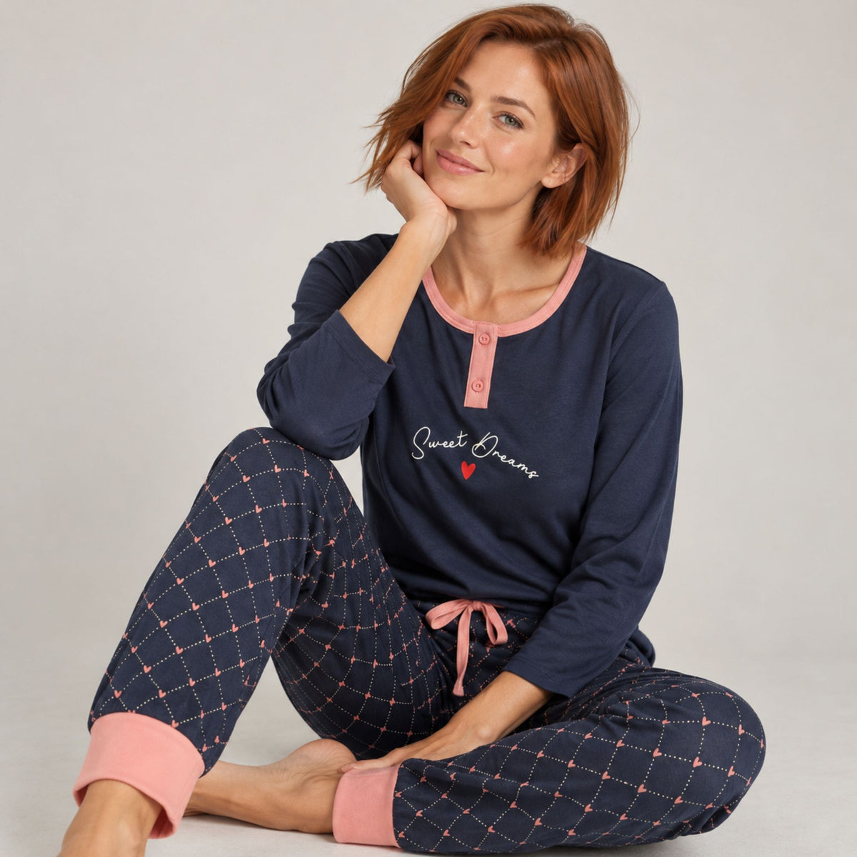 Pigiama donna in caldo cotone cuoricini Lovable L0F5S
