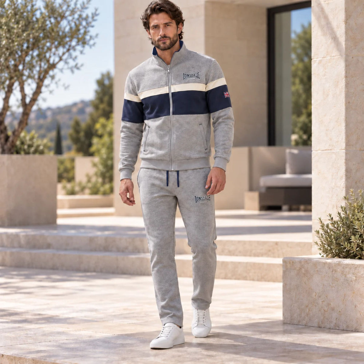 Tuta uomo in felpa garzata full zip Lonsdale LOUAI26187