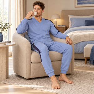 Pigiama uomo in caldo cotone scollo a V Ragno U990N2