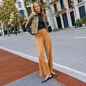 Pantalone donna scamosciato vita alta a palazzo Ysabel Mora 70477