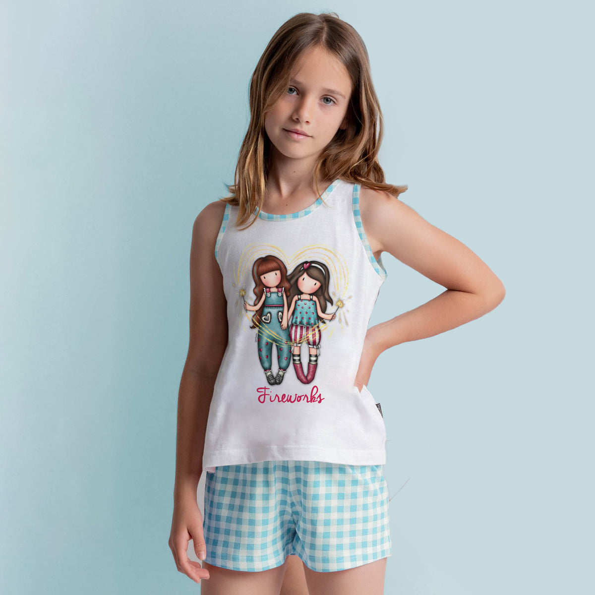 Pigiama bambina Santoro Gorjuss 60833 cotone turchese