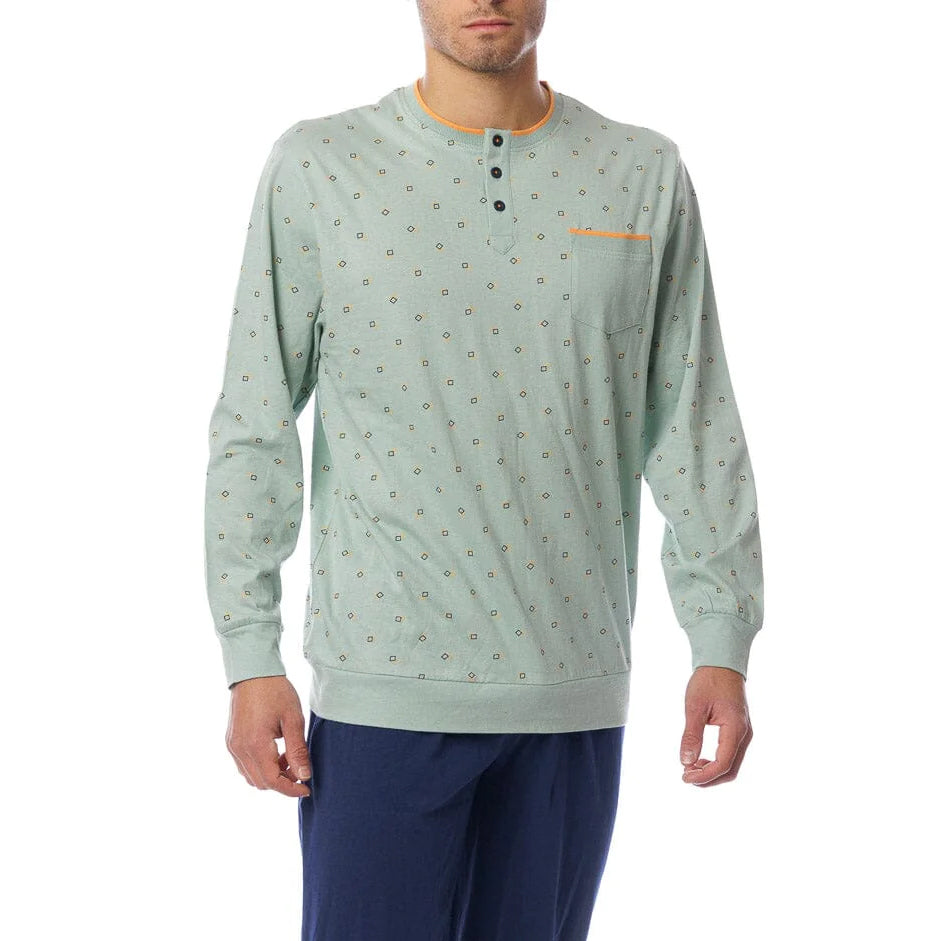 Pigiama uomo 100% cotone Cippi 0479-S23 salvia blu