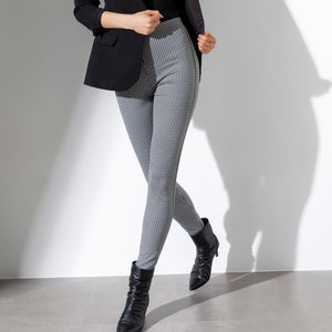 Leggings moda Jadea 4468 vita alta pied de poule beige