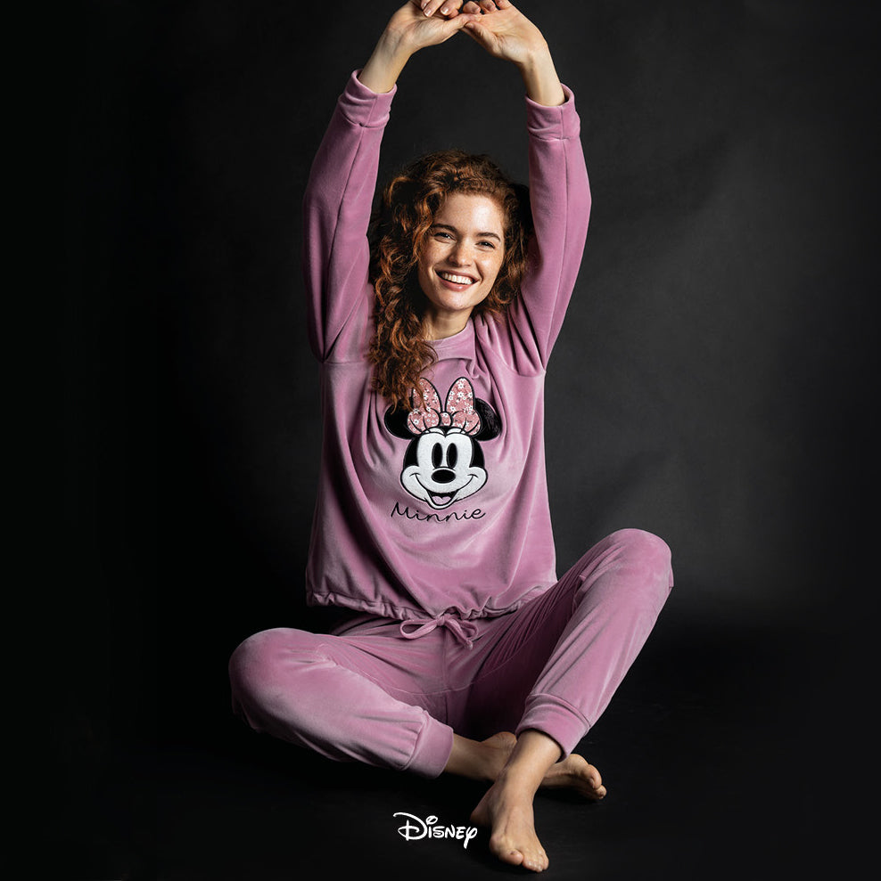 Pigiama donna Disney 56975 MInnie invernale in velluto