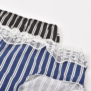 Slip midi Jadea 6323 nero + blu in cotone elasticizzato e pizzo 2 pz