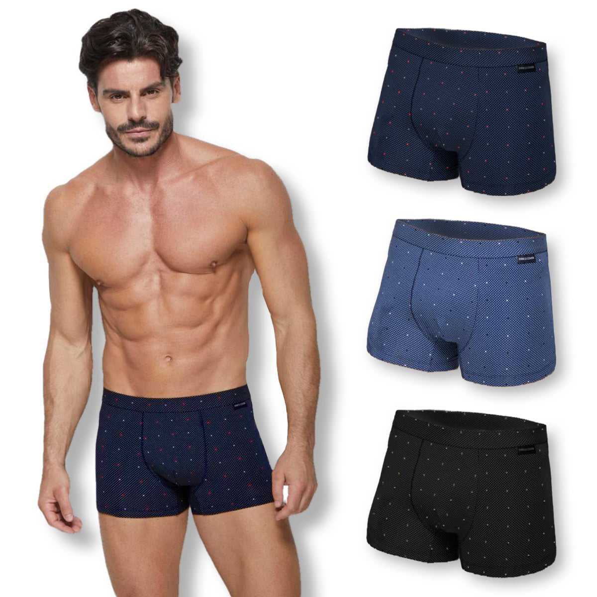 Boxer uomo Enrico Coveri EB1241 in cotone elasticizzato 3 pz
