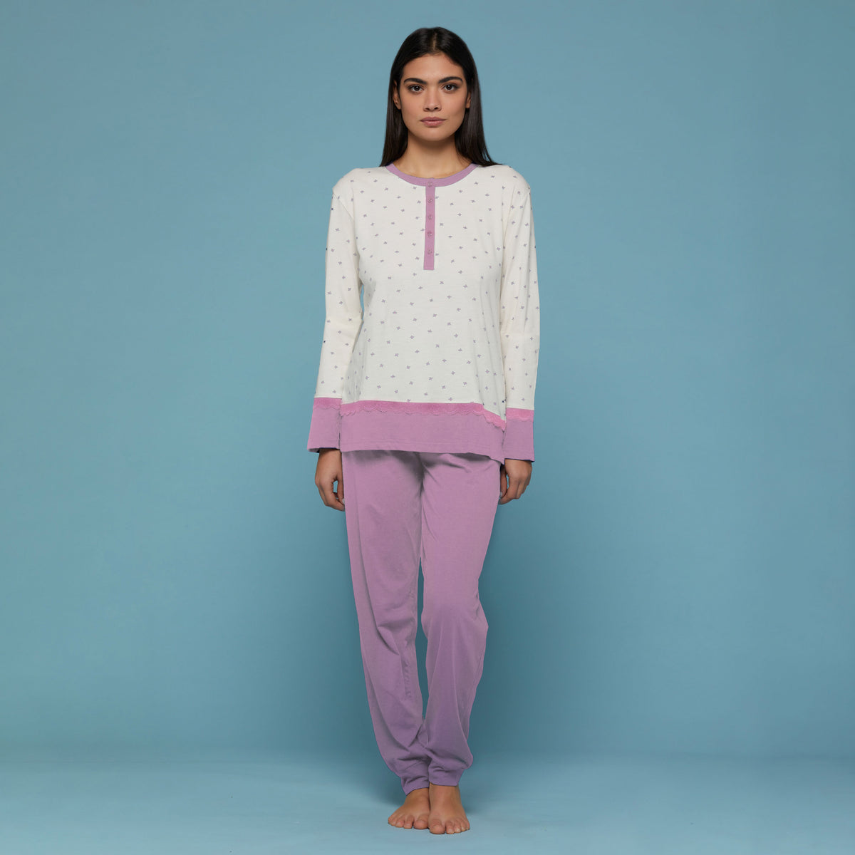 Pigiama donna 100% cotone Cippi 1950-B-S23 rosa malva