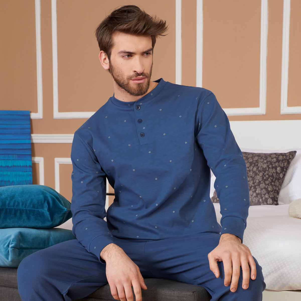 Pigiama uomo in caldo cotone invernale jeans Karelpiù 3420