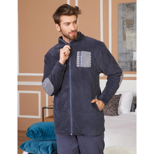 Giacca da camera uomo vestaglia zip caldissima Karel blu SE3486