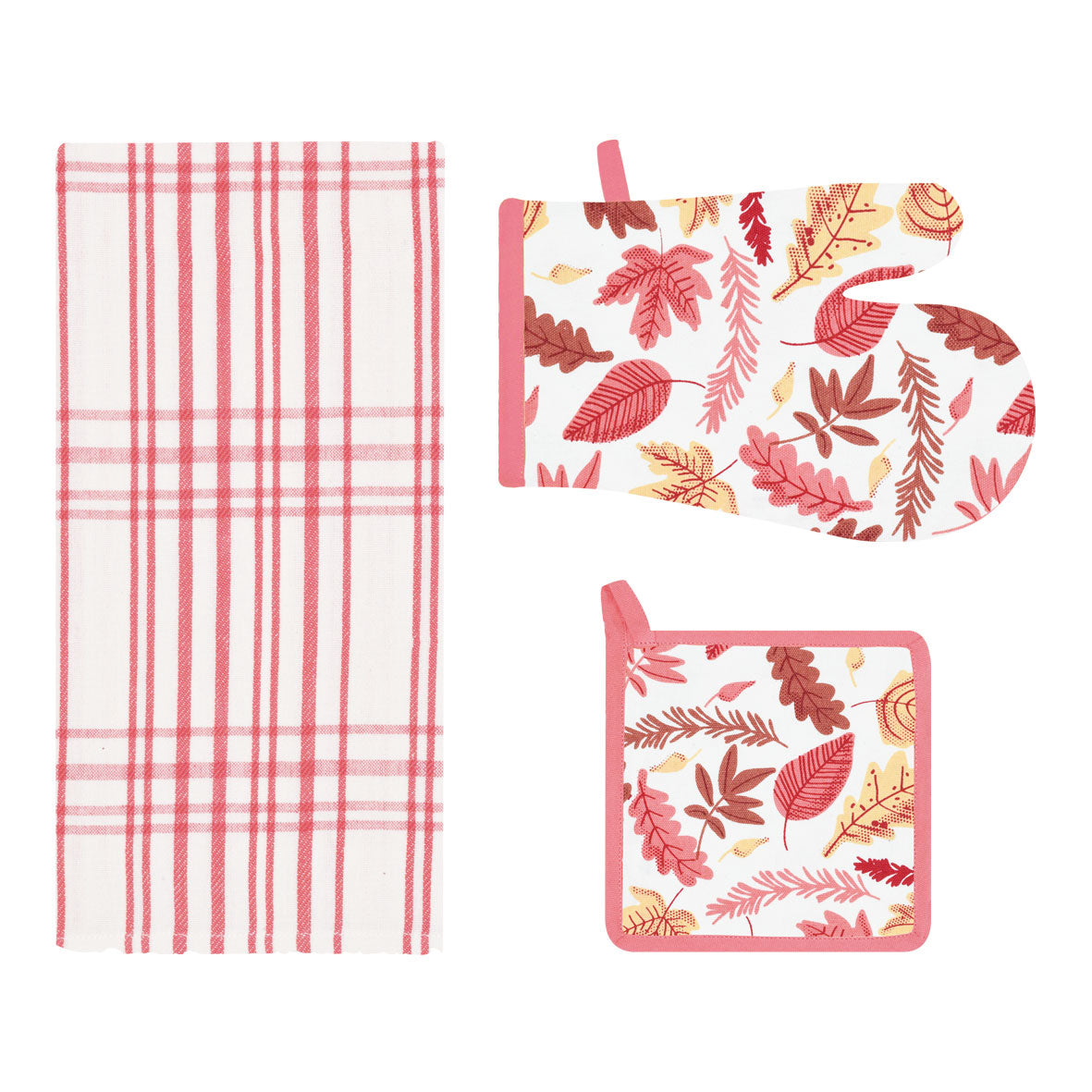 Set di guanto + strofinaccio + presina Preziosa Calisè W01 A rosso