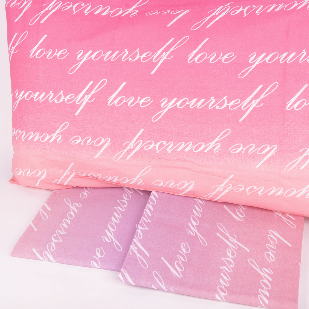 Completo letto Pompea Lettere lenzuola sopra sotto e federa rosa