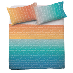 Completo letto Pompea Lettere lenzuola sopra sotto con angoli federa multicolore