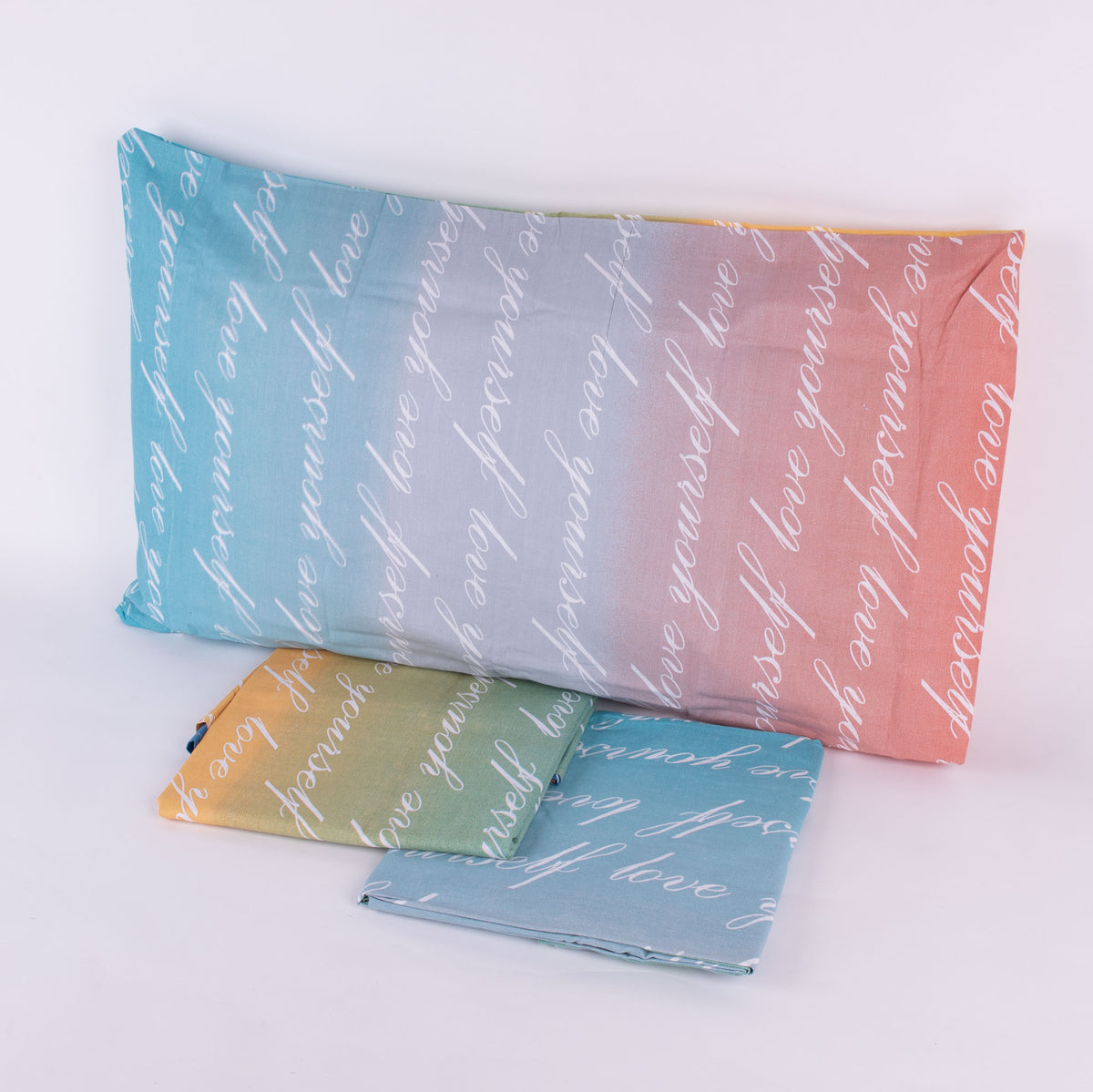 Completo letto Pompea Lettere lenzuola sopra sotto con angoli federa multicolore