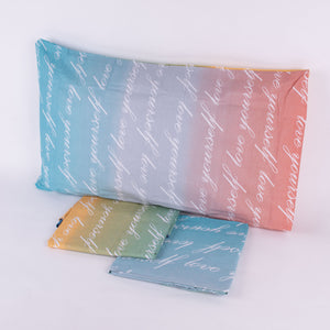 Completo letto Pompea Lettere lenzuola sopra sotto con angoli federa multicolore
