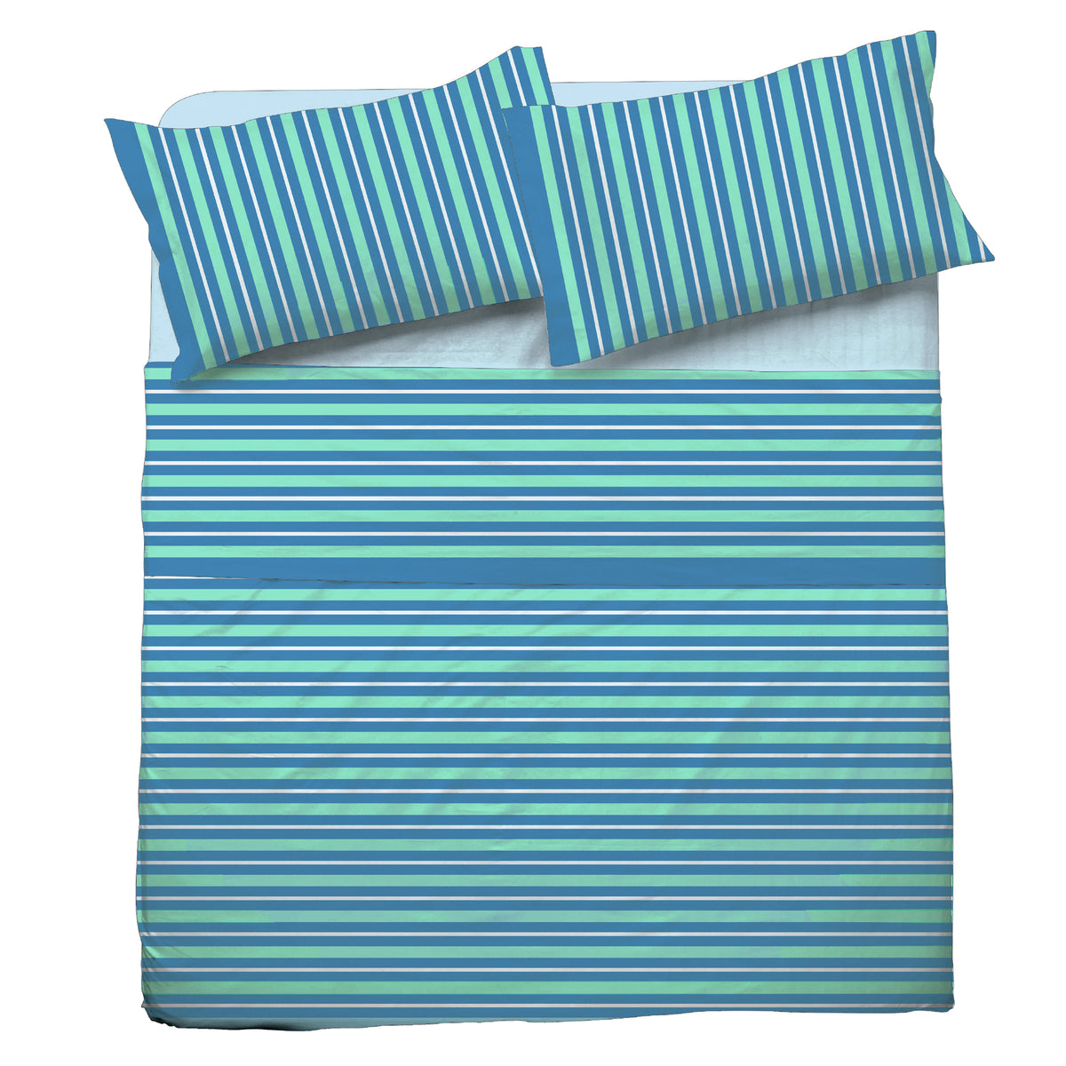 Completo letto Pompea Tidy lenzuola sopra sotto con angoli federa verde