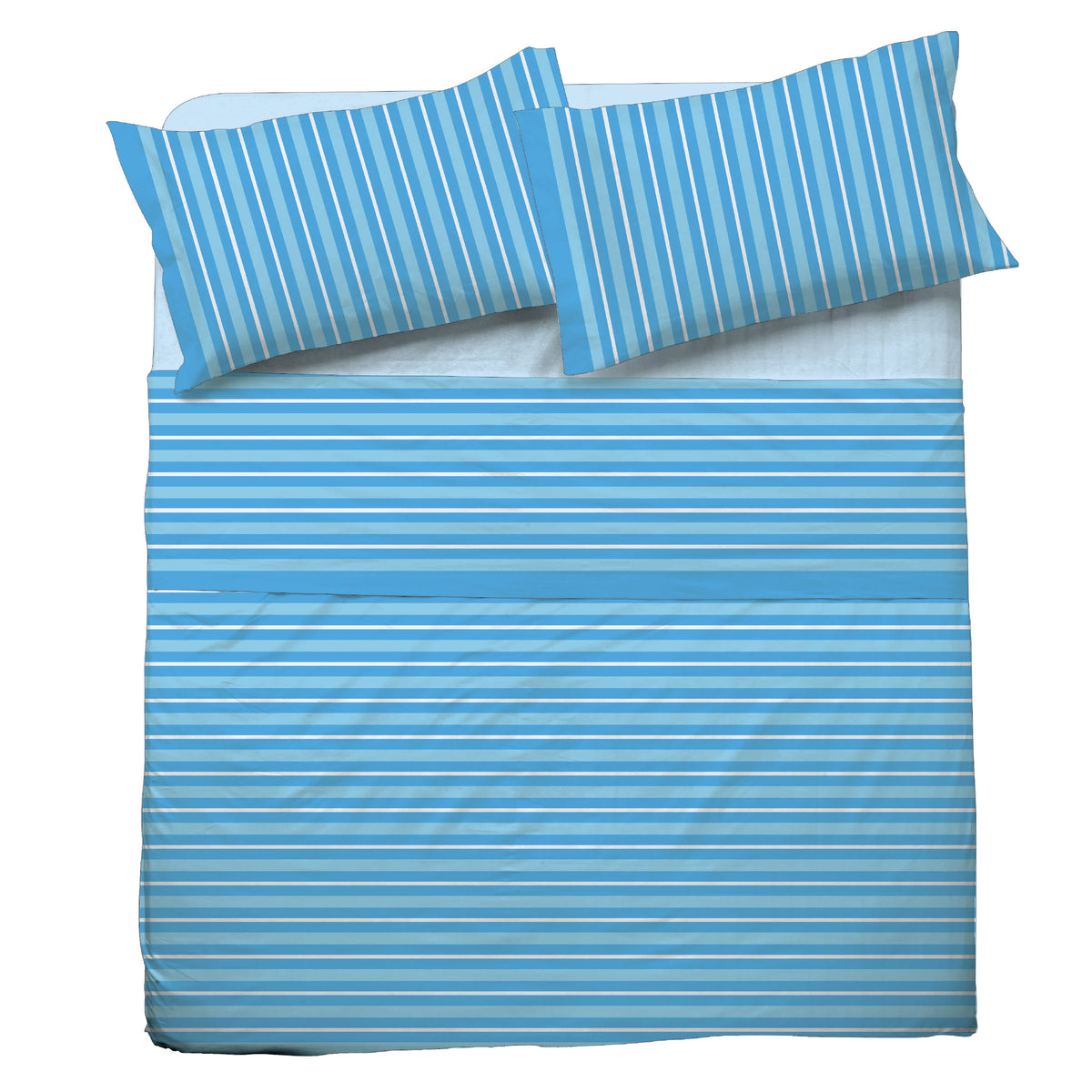 Completo letto Pompea Tidy lenzuola sopra sotto con angoli federa azzurro
