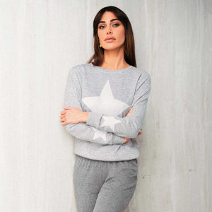 Pigiama donna invernale stella grigio Jadea 5165 caldo cotone